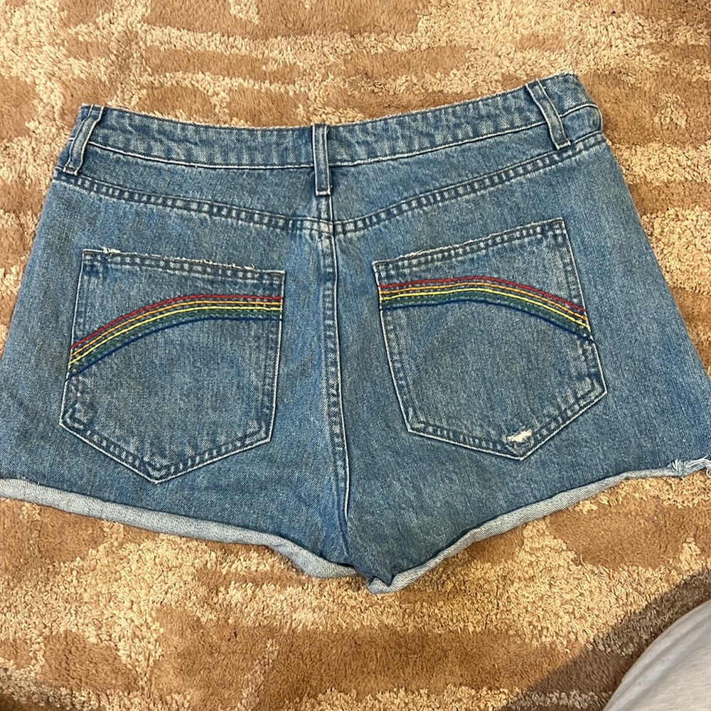 Mumu Blue Rainbow pocket denim shorts